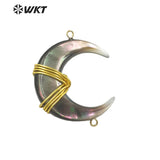 Gold-Plate Moon Shell Pendant Double Hook Party Women Gift
