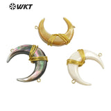 Gold-Plate Moon Shell Pendant Double Hook Party Women Gift