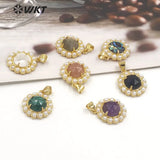 Retro Round Shape Gemstone Earrings 18K Plating Pearl Paved Decoration