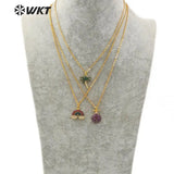 Rainbows Shape CZ Pendant 18" Chain Necklace Round CZ Pave High Pendant