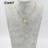 18" Adjustable Micropave CZ Setting Pearl Shell Eye Necklace