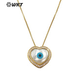 18" Adjustable Micropave CZ Setting Pearl Shell Eye Necklace