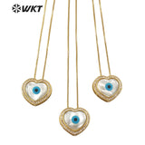 18" Adjustable Micropave CZ Setting Pearl Shell Eye Necklace