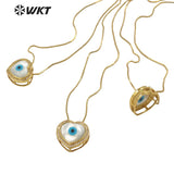 18" Adjustable Micropave CZ Setting Pearl Shell Eye Necklace