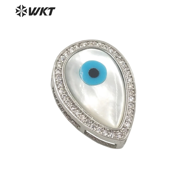 Hot Plated Micropave CZ Shell Water Drop Pendant Tear Eye