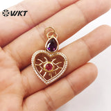 Evil Eye Heart Pendant with CZ Micropave