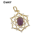 Hollow 18k plated Cobwebs pendant women necklace jewelry stone pendant