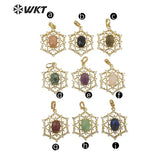 Hollow 18k plated Cobwebs pendant women necklace jewelry stone pendant