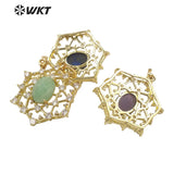 Hollow 18k plated Cobwebs pendant women necklace jewelry stone pendant