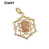 Hollow 18k plated Cobwebs pendant women necklace jewelry stone pendant