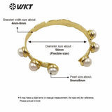 Tiny Brass Pearl Bangle Women Gorgeous Adjustable Pearl Bangle