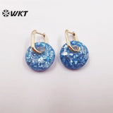 Natural Shell Enamel Pearl Earrings Round Ladies Party Jewelry
