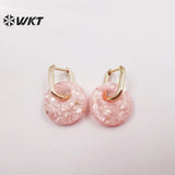Natural Shell Enamel Pearl Earrings Round Ladies Party Jewelry