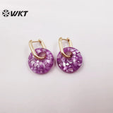 Natural Shell Enamel Pearl Earrings Round Ladies Party Jewelry