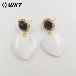 Colorful Cat Eye & Shell Heart Earrings for Wedding Party