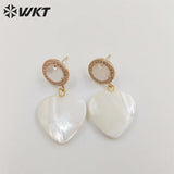 Colorful Cat Eye & Shell Heart Earrings for Wedding Party