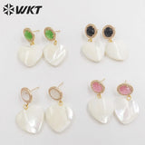 Colorful Cat Eye & Shell Heart Earrings for Wedding Party