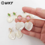 Colorful Cat Eye & Shell Heart Earrings for Wedding Party
