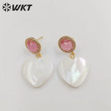 Colorful Cat Eye & Shell Heart Earrings for Wedding Party