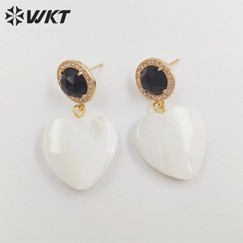 Colorful Cat Eye & Shell Heart Earrings for Wedding Party