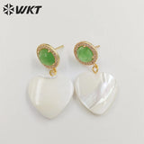 Colorful Cat Eye & Shell Heart Earrings for Wedding Party