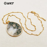 Big Slice Water Drop Natural Stone Pendant Necklace