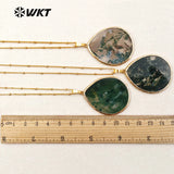 Big Slice Water Drop Natural Stone Pendant Necklace