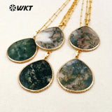Big Slice Water Drop Natural Stone Pendant Necklace
