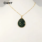 Big Slice Water Drop Natural Stone Pendant Necklace