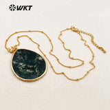 Big Slice Water Drop Natural Stone Pendant Necklace