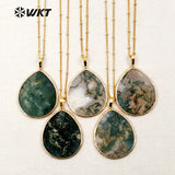Big Slice Water Drop Natural Stone Pendant Necklace