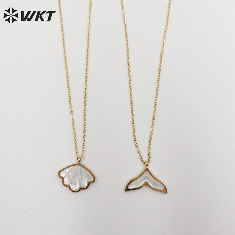 Stainless Steel Scallop Shell Necklace 19inch