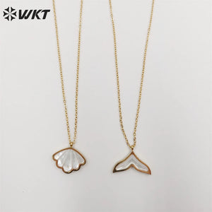 Stainless Steel Scallop Shell Necklace 19inch