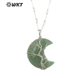 Moon Shape Pendant Necklace Natural Gemstone Birthday Party Necklace
