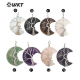 Moon Shape Pendant Necklace Natural Gemstone Birthday Party Necklace