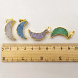 Colorful Natural Stone Moon Necklace Pendant
