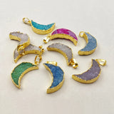 Colorful Natural Stone Moon Necklace Pendant
