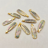 Abalone Shell Feather Wing Necklace Pendant