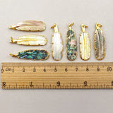 Abalone Shell Feather Wing Necklace Pendant