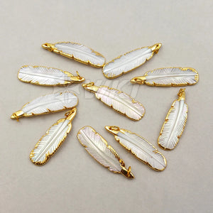 Abalone Shell Feather Wing Necklace Pendant