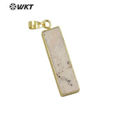Lady Jewelry Rectangle Natural Stone Necklace Pendant