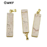 Lady Jewelry Rectangle Natural Stone Necklace Pendant