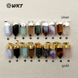 Geometric Shape Natural Stone Pendant with Electroplated Finish