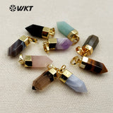 Geometric Shape Natural Stone Pendant with Electroplated Finish