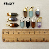 Geometric Shape Natural Stone Pendant with Electroplated Finish