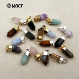 Geometric Shape Natural Stone Pendant with Electroplated Finish