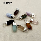 Geometric Shape Natural Stone Pendant with Electroplated Finish