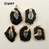 Natural Tourmaline Approach Pendant with Crystal Decoration