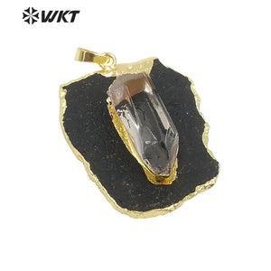Natural Tourmaline Approach Pendant with Crystal Decoration