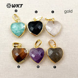 Mini Heart Shape Necklaces Pendants Natural Raw Crystal Quartz